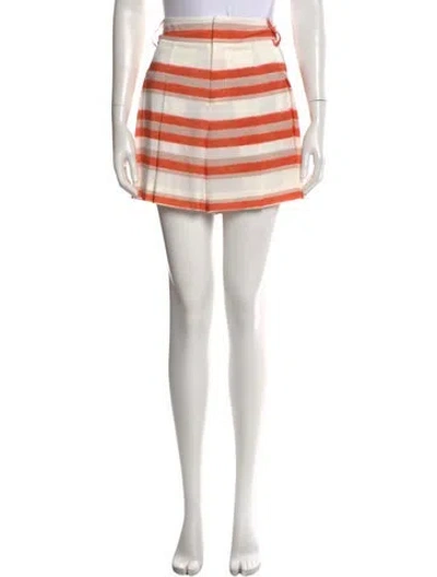 Pre-owned Alice And Olivia Striped Mini Skirt In White