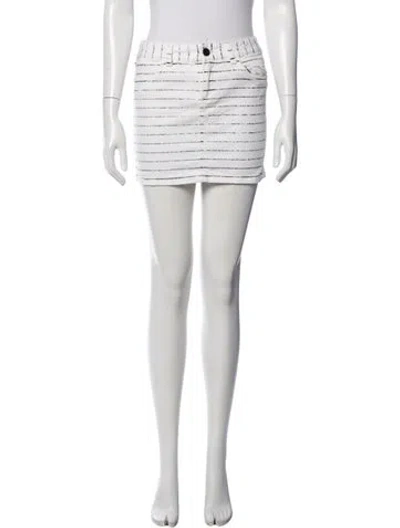 Pre-owned Alice And Olivia Striped Mini Skirt In White