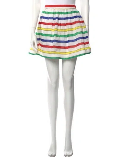 Pre-owned Alice And Olivia Striped Mini Skirt In White