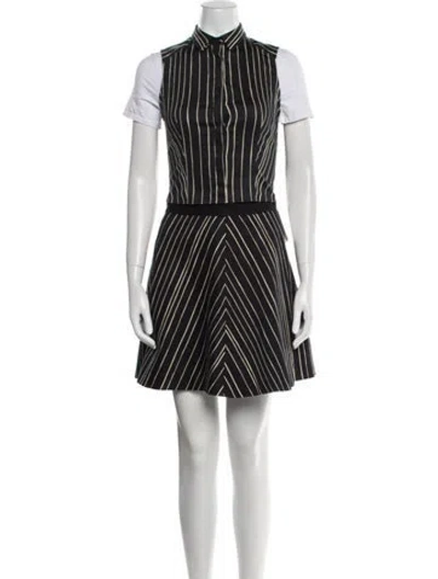 Pre-owned Alice And Olivia Striped Pleated Accents Skirt Set In Black