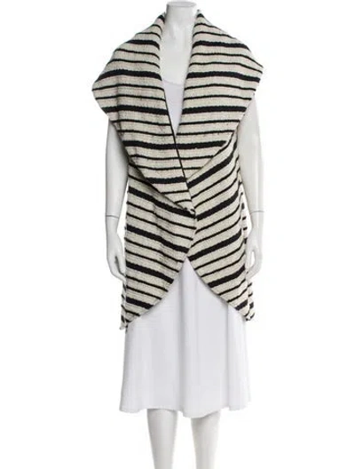 Pre-owned Alice And Olivia Striped Plunge Neckline Sweater In Neutral