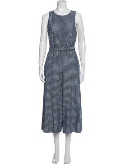 Pre-owned Alice And Olivia Striped Scoop Neck Jumpsuit In Blue