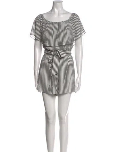 Pre-owned Alice And Olivia Striped Scoop Neck Romper In Gray