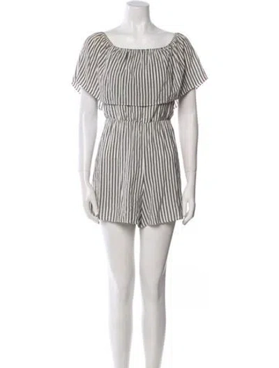Pre-owned Alice And Olivia Striped Scoop Neck Romper In Gray