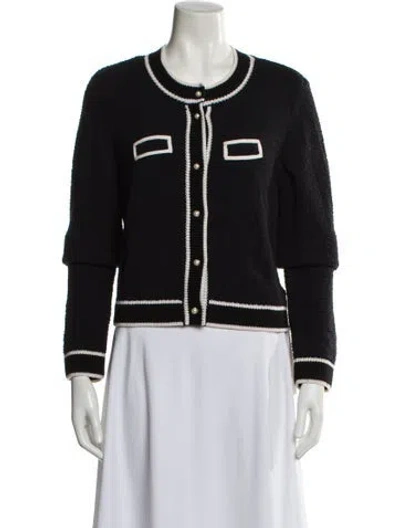 Pre-owned Alice And Olivia Striped Scoop Neck Sweater In Black