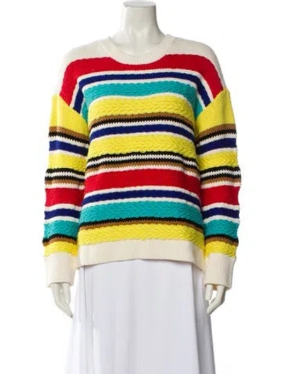 Pre-owned Alice And Olivia Striped Scoop Neck Sweater W/ Tags In Yellow