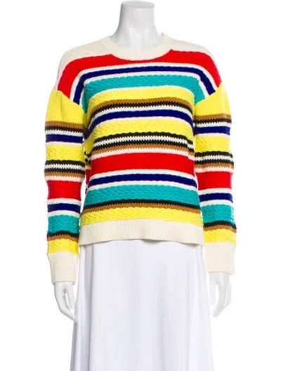 Pre-owned Alice And Olivia Striped Scoop Neck Sweater In Yellow