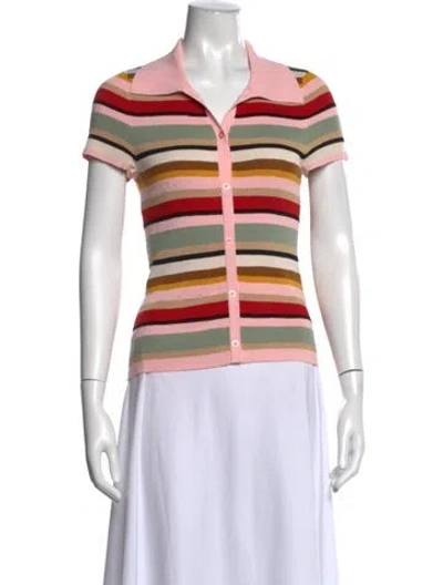 Pre-owned Alice And Olivia Striped Short Sleeve Polo