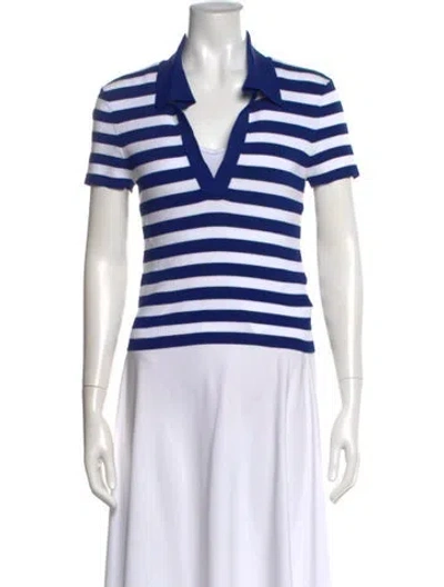 Pre-owned Alice And Olivia Striped Short Sleeve Polo In Multi