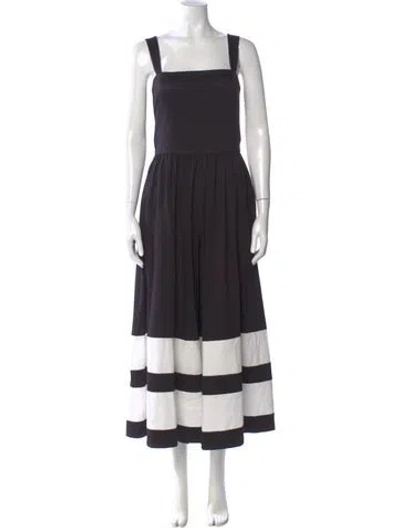 Pre-owned Alice And Olivia Striped Square Neckline Jumpsuit In Black