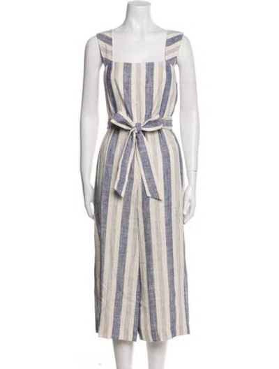 Pre-owned Alice And Olivia Striped Square Neckline Jumpsuit In White
