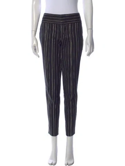 Pre-owned Alice And Olivia Striped Straight Leg Pants In Blue