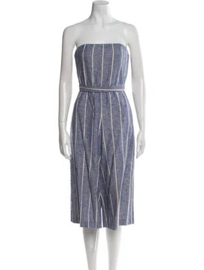 Pre-owned Alice And Olivia Striped Strapless Jumpsuit In Blue