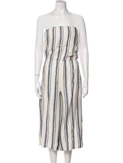 Pre-owned Alice And Olivia Striped Strapless Jumpsuit In Blue