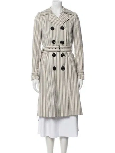 Pre-owned Alice + Olivia Striped Trench Coat In Neutrals
