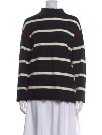 Pre-owned Alice And Olivia Striped Turtleneck Sweater W/ Tags In Black