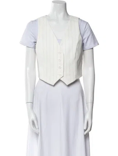 Pre-owned Alice And Olivia Striped Vest In White