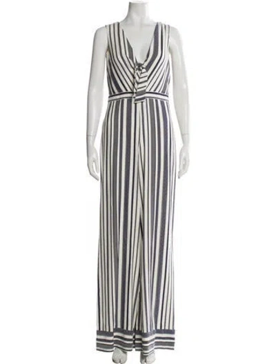 Pre-owned Alice And Olivia Striped V-neck Jumpsuit In Multi