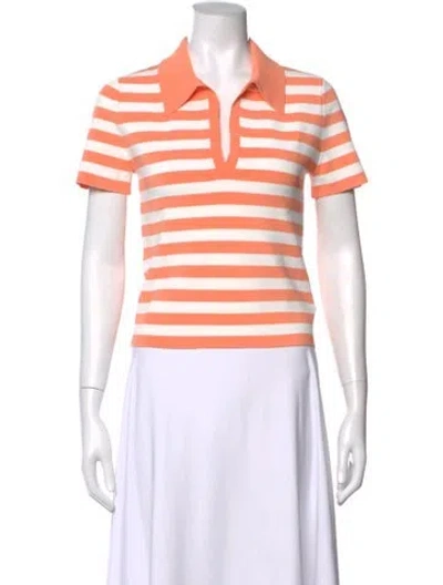 Pre-owned Alice + Olivia Striped V-neck Polo In Blue/grey/yellow