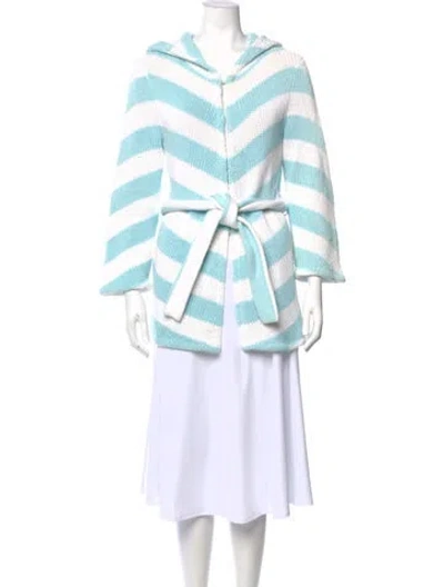 Pre-owned Alice And Olivia Striped V-neck Sweater In Blue