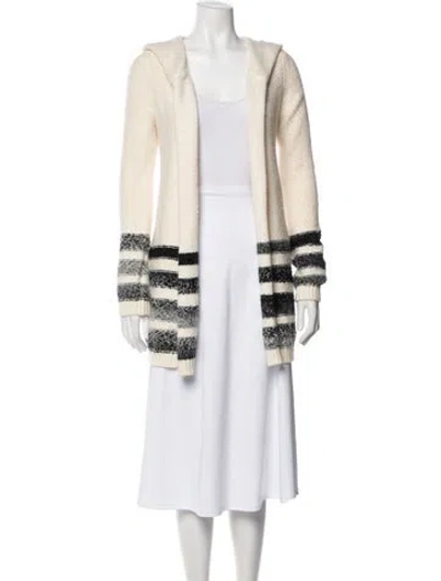 Pre-owned Alice And Olivia Striped V-neck Sweater In Neutral