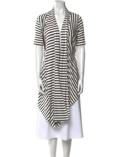 Pre-owned Alice And Olivia Striped V-neck Tunic In Black