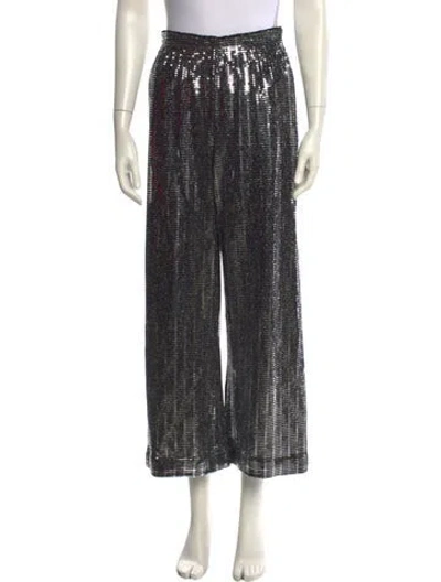 Pre-owned Alice And Olivia Striped Wide Leg Pants In Black