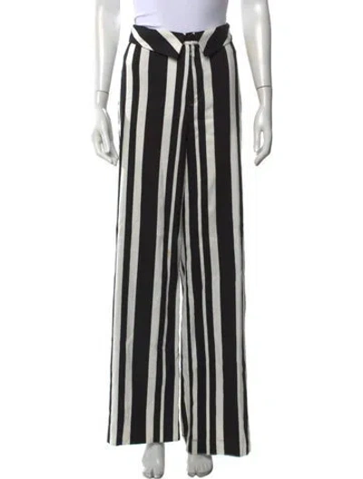 Pre-owned Alice And Olivia Striped Wide Leg Pants In Black