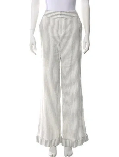 Pre-owned Alice And Olivia Striped Wide Leg Pants In White