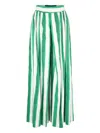 Alice And Olivia Striped Wide-leg Trousers In Green