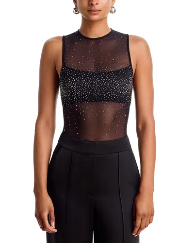 Alice + Olivia Alice And Olivia Studded Mesh Bandeau Bodysuit In Black