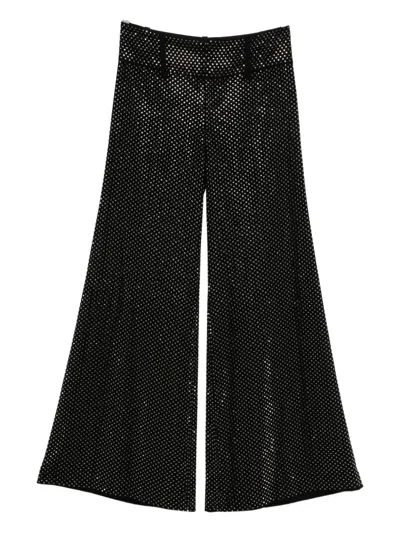 Alice And Olivia Olivia Embellished Wide Leg Pant In Black