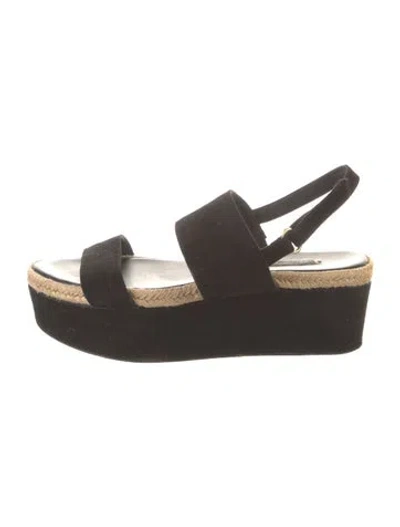Pre-owned Alice And Olivia Suede Braided Accents Slingback Sandals In Black