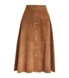 Alice And Olivia Suede Calica Midi Skirt In Brown