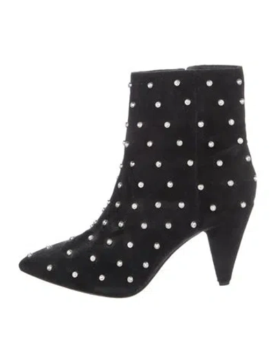 Pre-owned Alice And Olivia Suede Crystal Embellishments Boots In Black