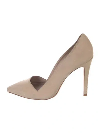 Pre-owned Alice And Olivia Suede D'orsay Pumps In Neutral