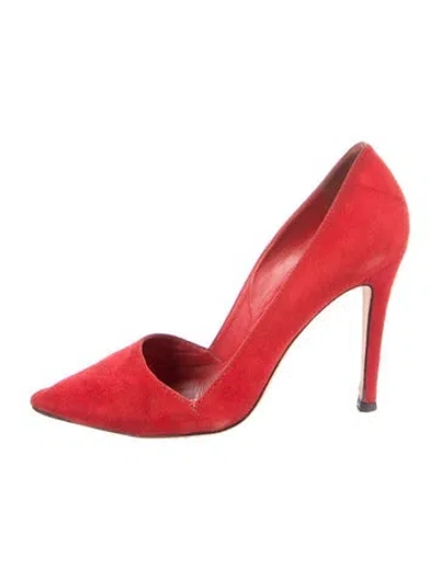 Pre-owned Alice And Olivia Suede D'orsay Pumps In Red