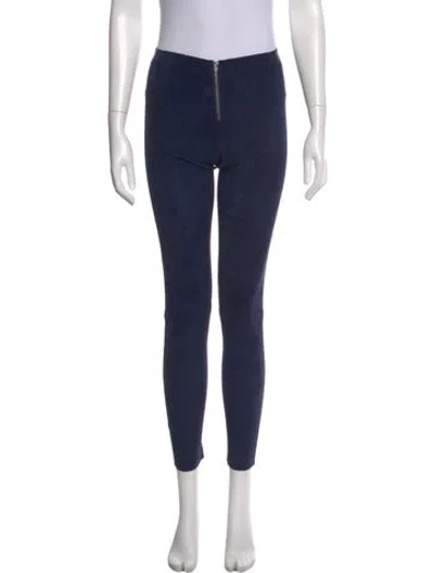 Pre-owned Alice And Olivia Suede Skinny Leg Pants In Blue