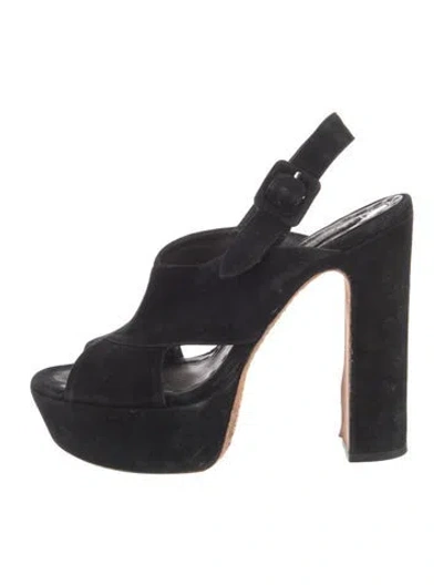 Pre-owned Alice And Olivia Suede Slingback Pumps In Black