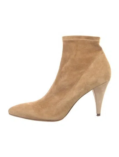Pre-owned Alice And Olivia Suede Sock Boots In Neutral