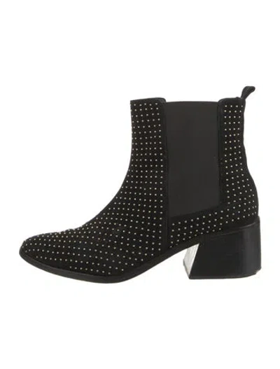 Pre-owned Alice + Olivia Suede Studded Accents Chelsea Boots In Black