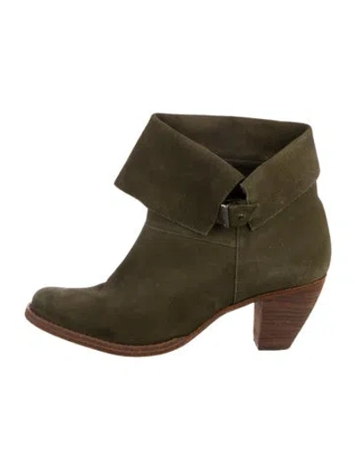 Pre-owned Alice And Olivia Suede Western Boots In Green