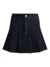 Alice And Olivia Suzie Pleated Denim Mini Skirt In Blue