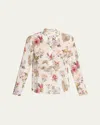 Alice And Olivia Alice + Olivia Printed Silk Shirt In Sweet Nothings
