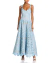 Alice And Olivia Sweetheart Neck Lace Dress In Mineral Blue