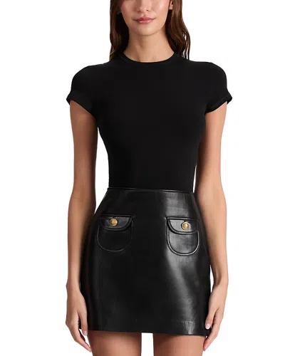 Alice And Olivia Sydney Faux Leather Mini Dress In Black