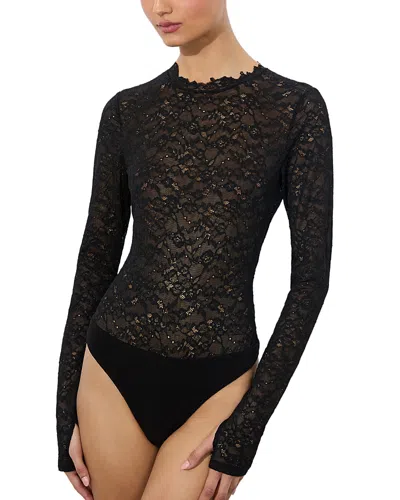 Alice And Olivia Taeyn Lace Bodysuit In Black