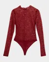 Alice And Olivia Taeyn Lace Bodysuit In Brown
