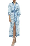 ALICE AND OLIVIA TANIKA FLORAL STRETCH COTTON MAXI SHIRTDRESS