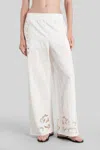 Alice And Olivia Tanya Embroidered Eyelet Trousers In White